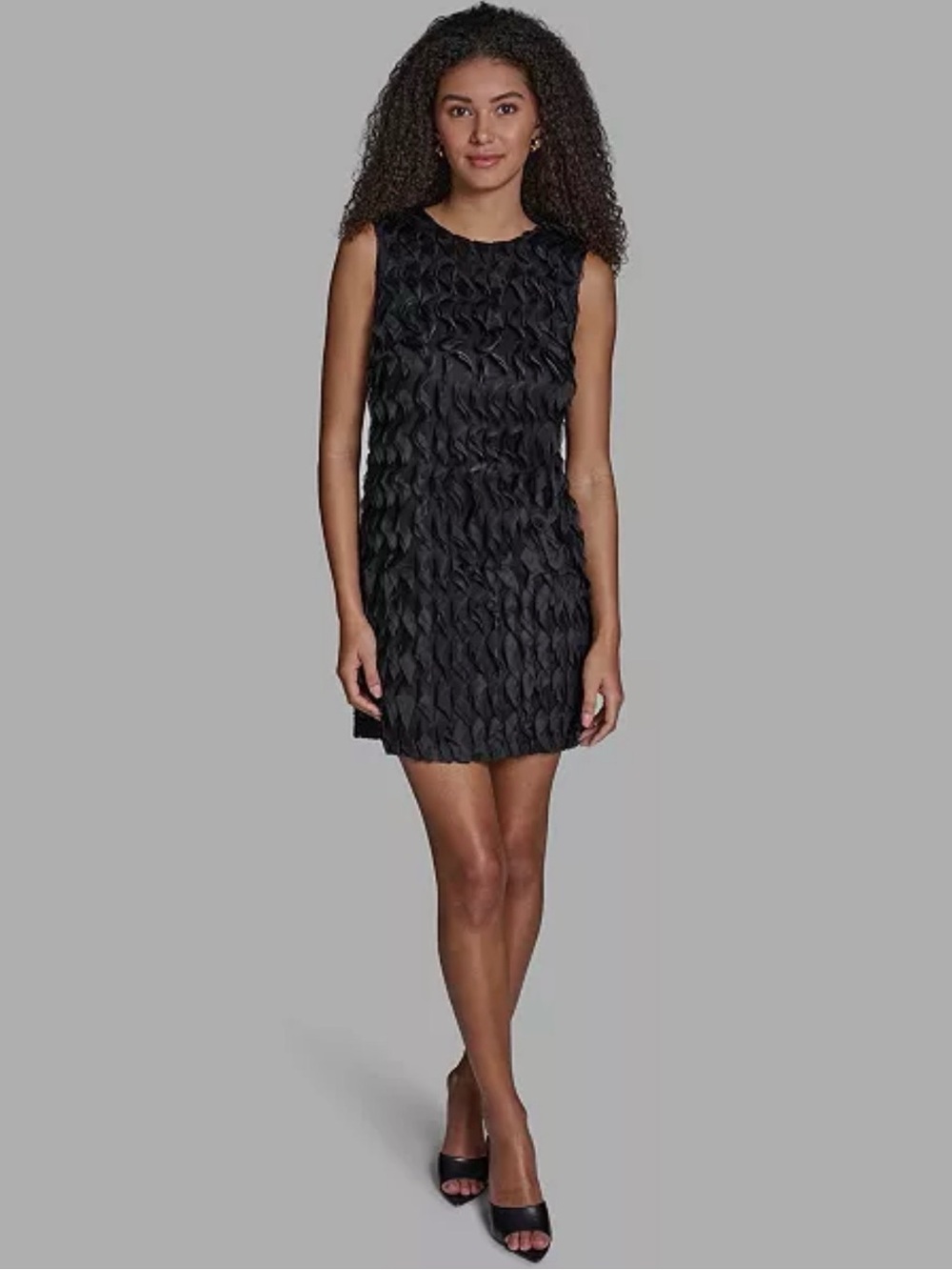 BCBG - Women's Sleeveless A-Line Wavy Tulle Short Dress